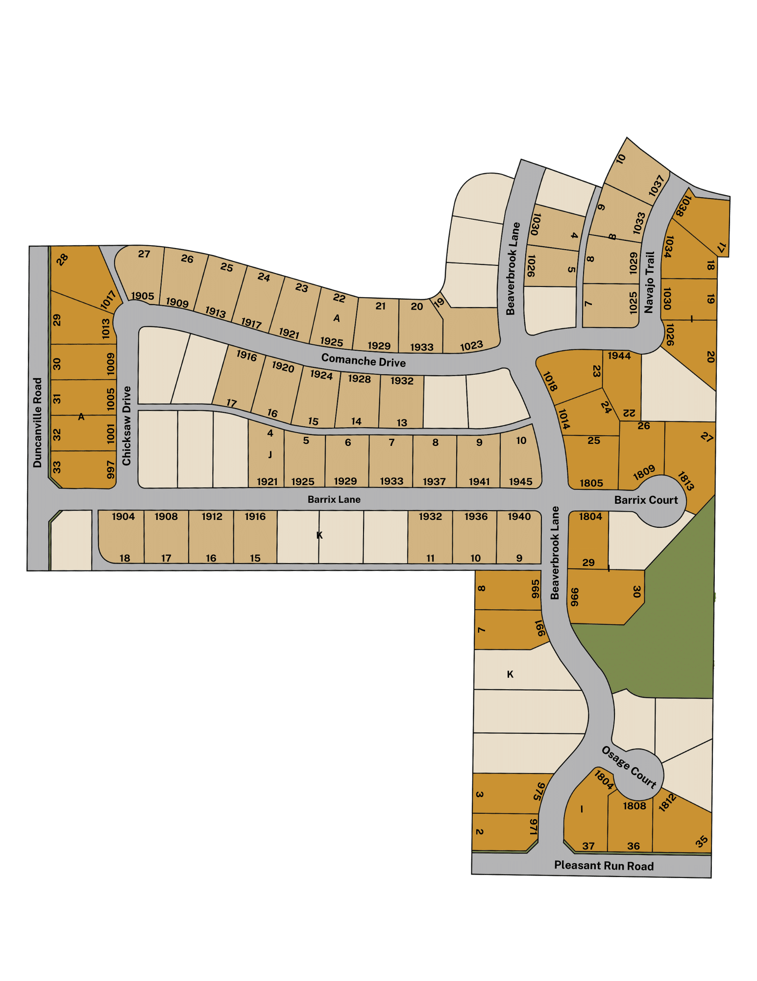 Plat map of Ten Mile Creek Estates in DeSoto