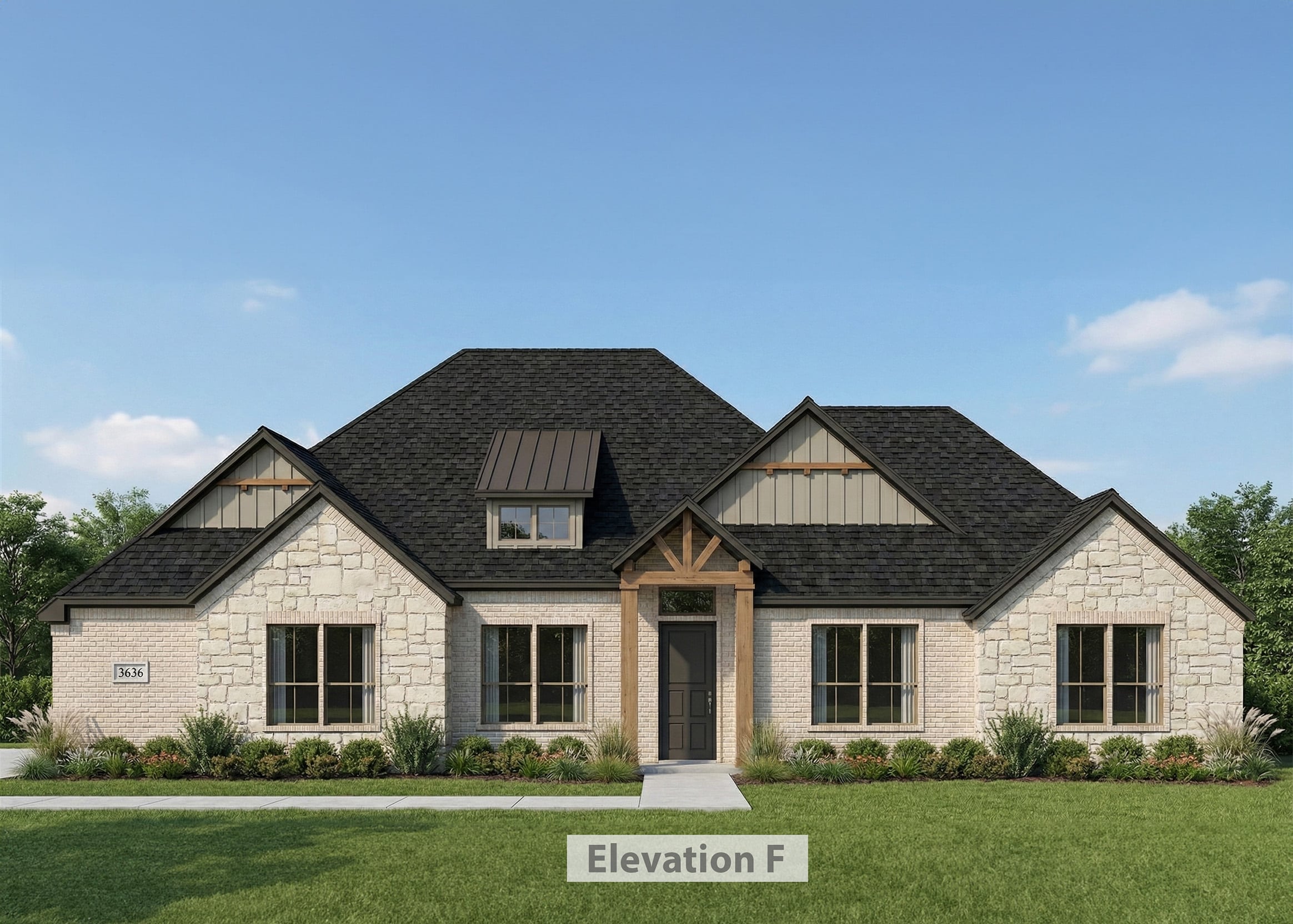 Rendering of the Vaquero floor plan exterior, Elevation F