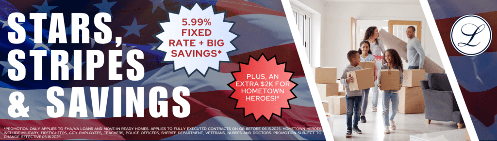 Stars, Stripes & Savings promotion banner.