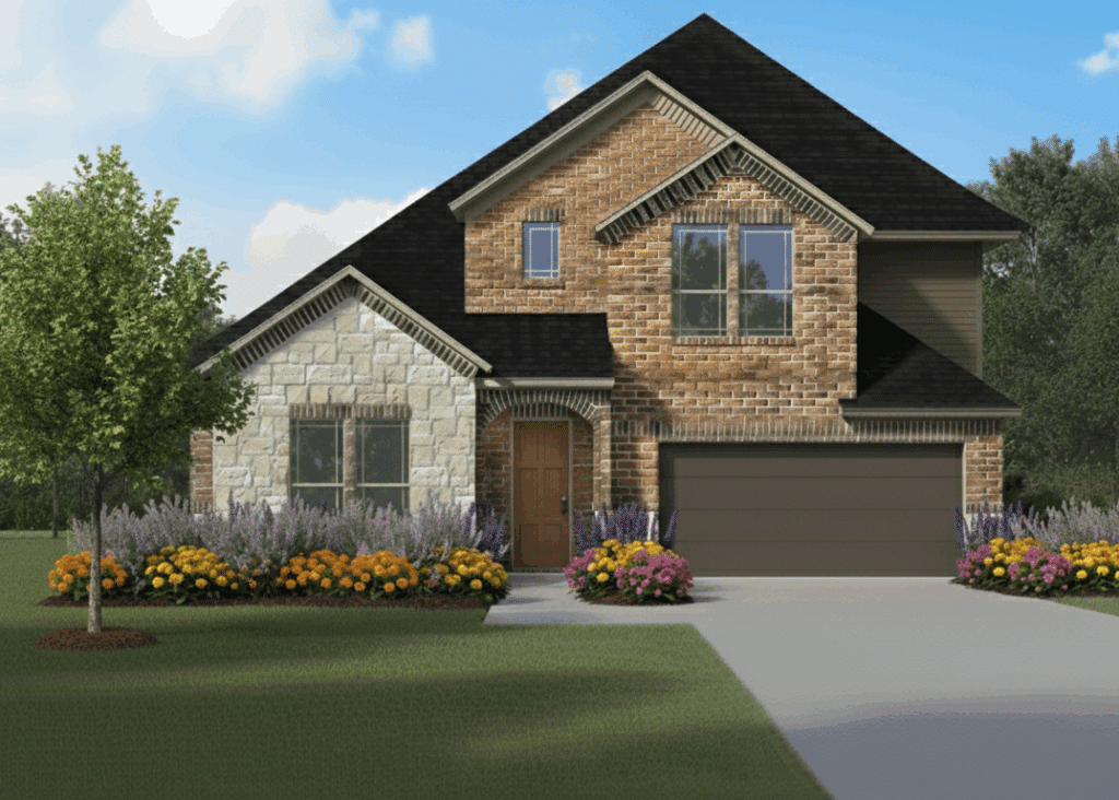 brown and cream stone exterior of melrose floor plan